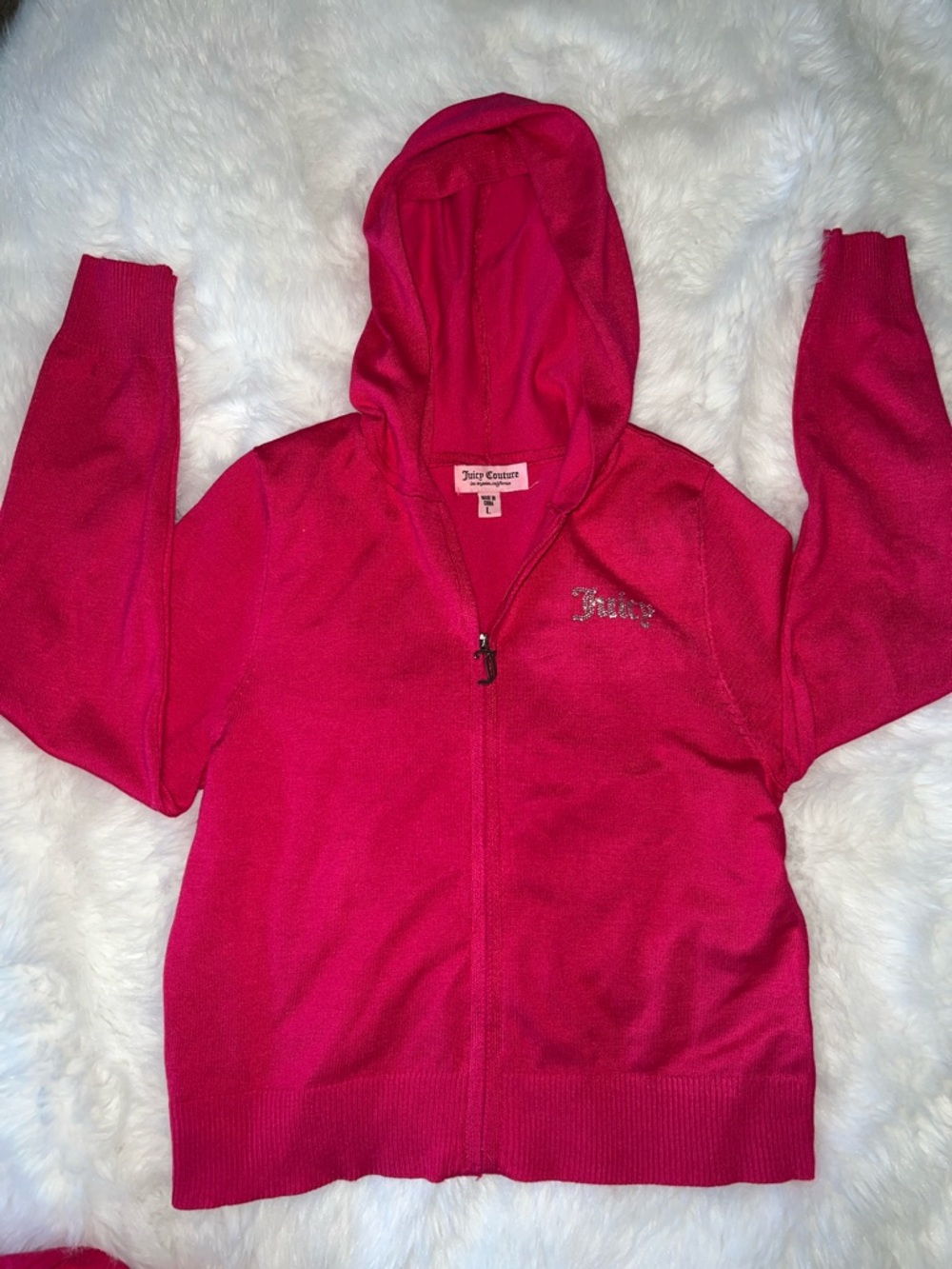 Large Juicy Couture Fuchsia Hoodie & Pants Set - Picture 3 of 8